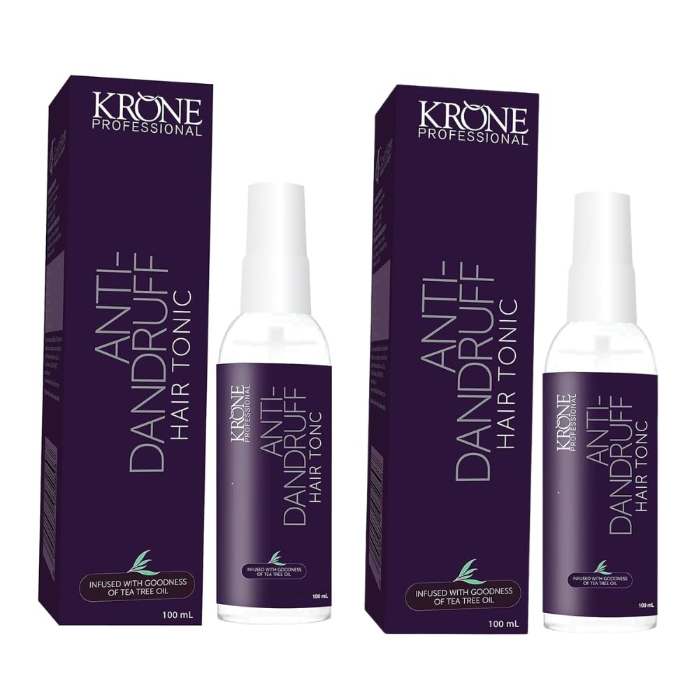 Krone Professional AntiDandruff Hair Tonic Pack Of 2 (100Ml Each) | Tea Tree Oil Formula | Reduces Flakes & Itchiness | Scalp T