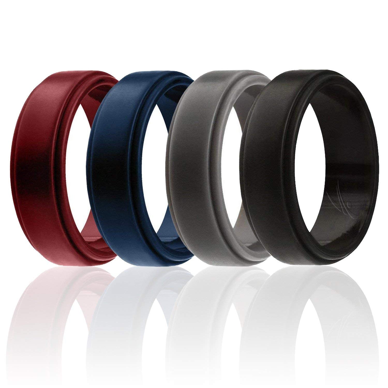 Silicone Wedding Step Ring Set - Bordeaux By Roq For Men - 4 X 6 Mm Ring