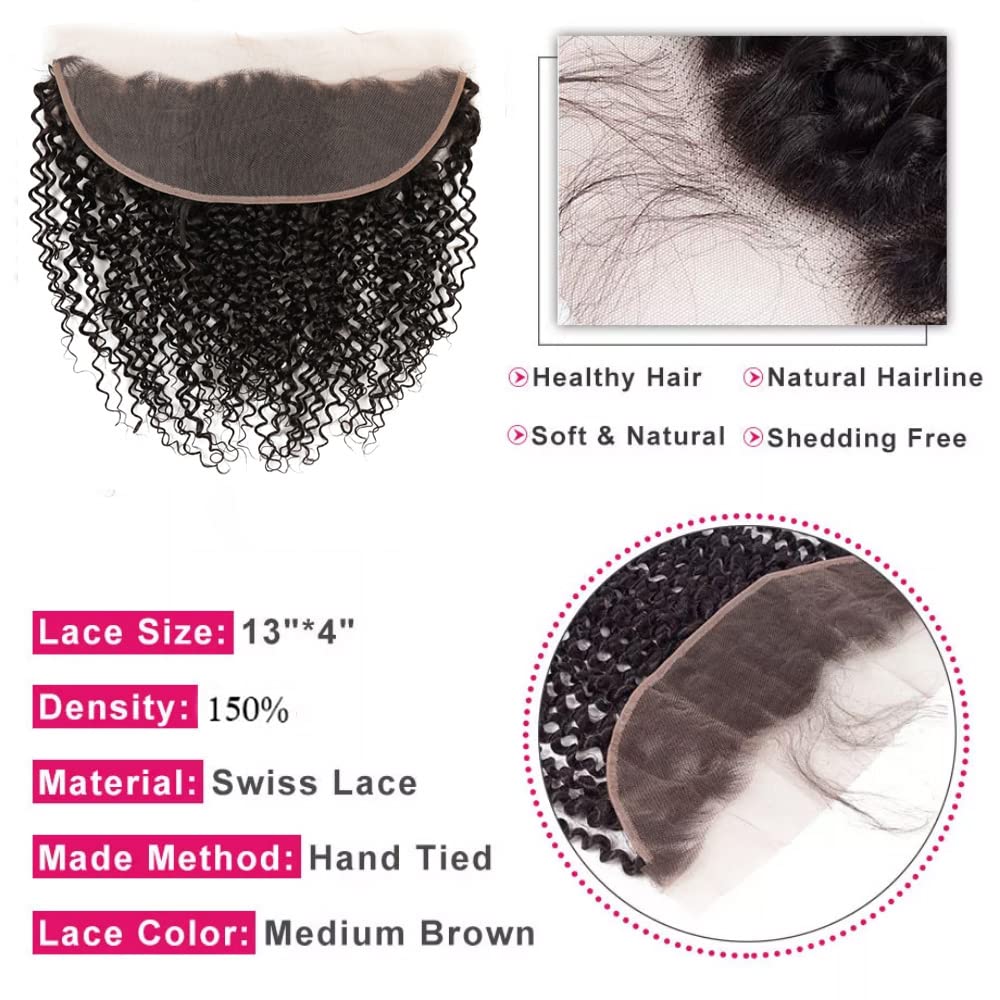 13X4 Lace Frontal Closure Kinky Curly Lace Frontal Closure 14 Inch Unprocessed Brazilian Virgin Hair Hd Lace Closure Ear To Ear