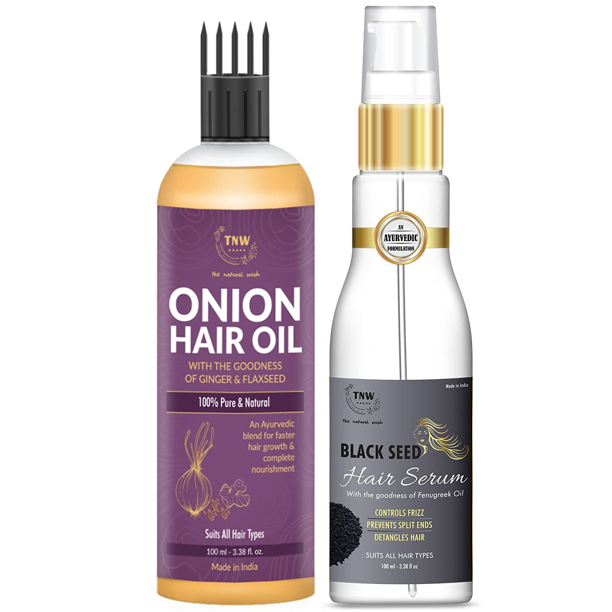 Tnw-The Natural Wash Black Seed Hair Serum And Onion Hair Oil With Natural Ingredients | For Controlling Frizz, Hair Fall And Da