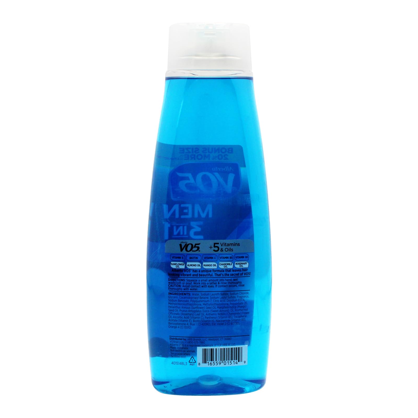 Vo5 Alberto Men 3 In 1 Fresh Ocean Surge - 3 In 1 Shampoo Conditioner And Body Wash - With 5 Oils And 5 Vitamins - Energizing Oc