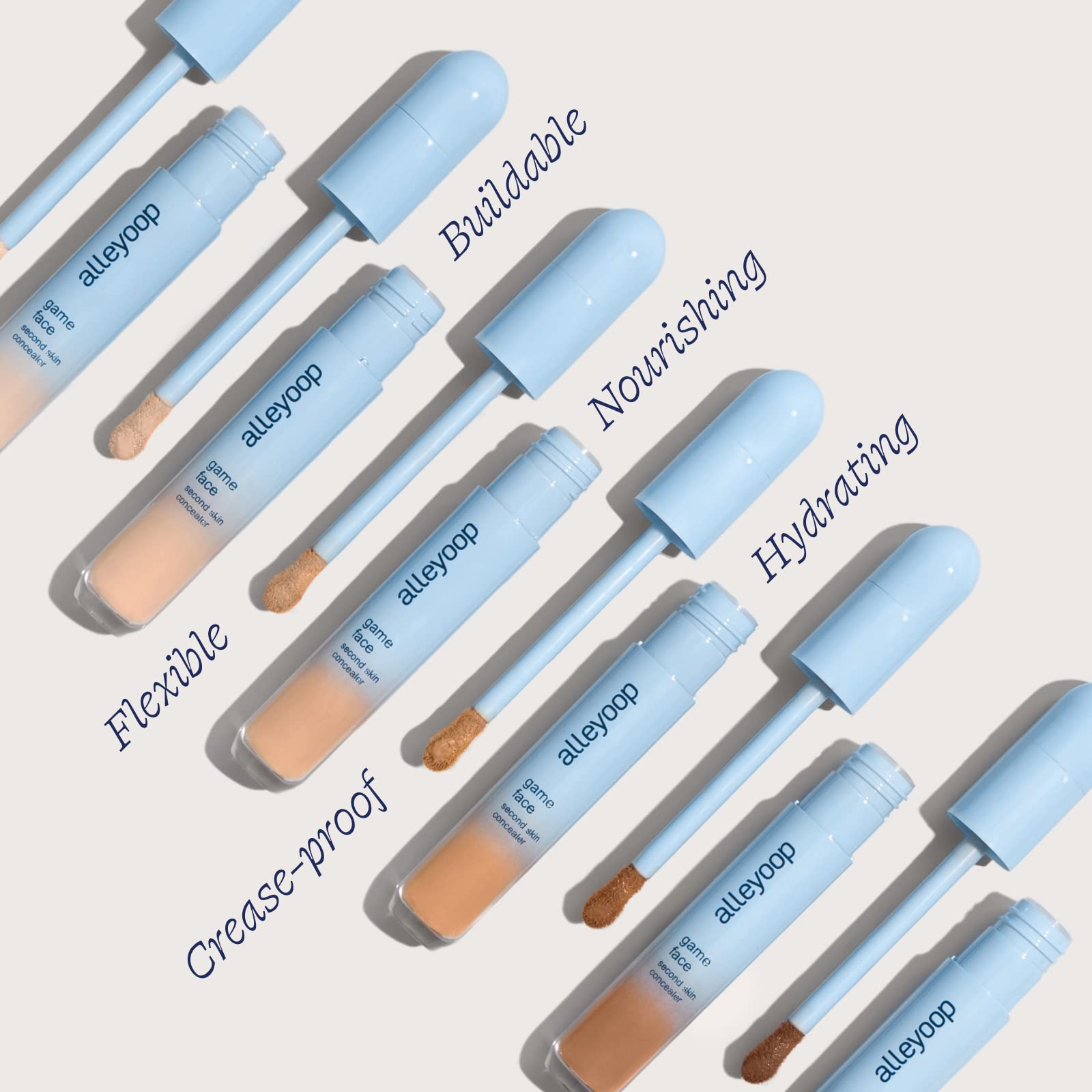 Alleyoop Game Face Concealer Makeup, Lightweight to Medium Buildable Coverage Under Eye Concealer, For Blemishes, Crease-proof a