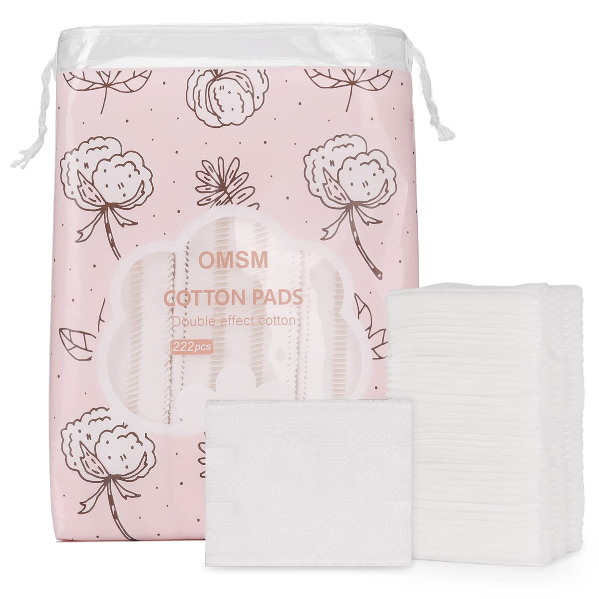 Omsm Cotton Pads, Facial Lip & Eye Makeup Remover Pads,100% Pure Cotton Effective Cosmetic Cotton Squares,Hypoallergenic, Lint-F