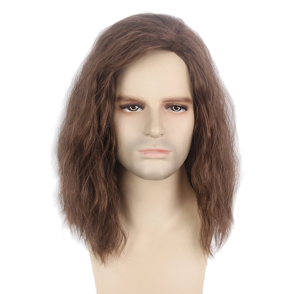 Reewes Mens Wig Long Men Wigs Wig Curly Wave Layered Hair With Cap Flame Redartant Synthetic Hair Wig Natural Hair Wig For Male