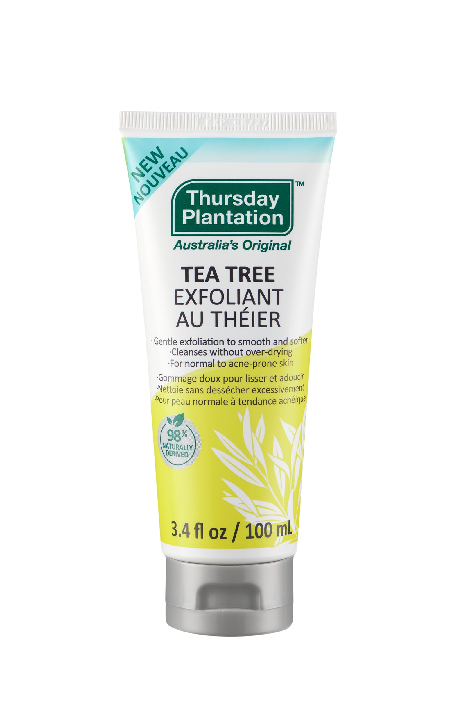 Thursday Plantation Tea Tree Exfoliant Face & Neck For Men and Women  Gentle Scrub to Refine Skin  Ideal for BlemishProne & S