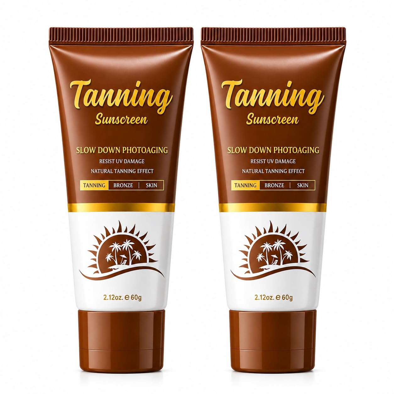 Tanning Lotion for Face & Body, Natural Bronzing Sun Cream, 2.12 oz, 2 Pack