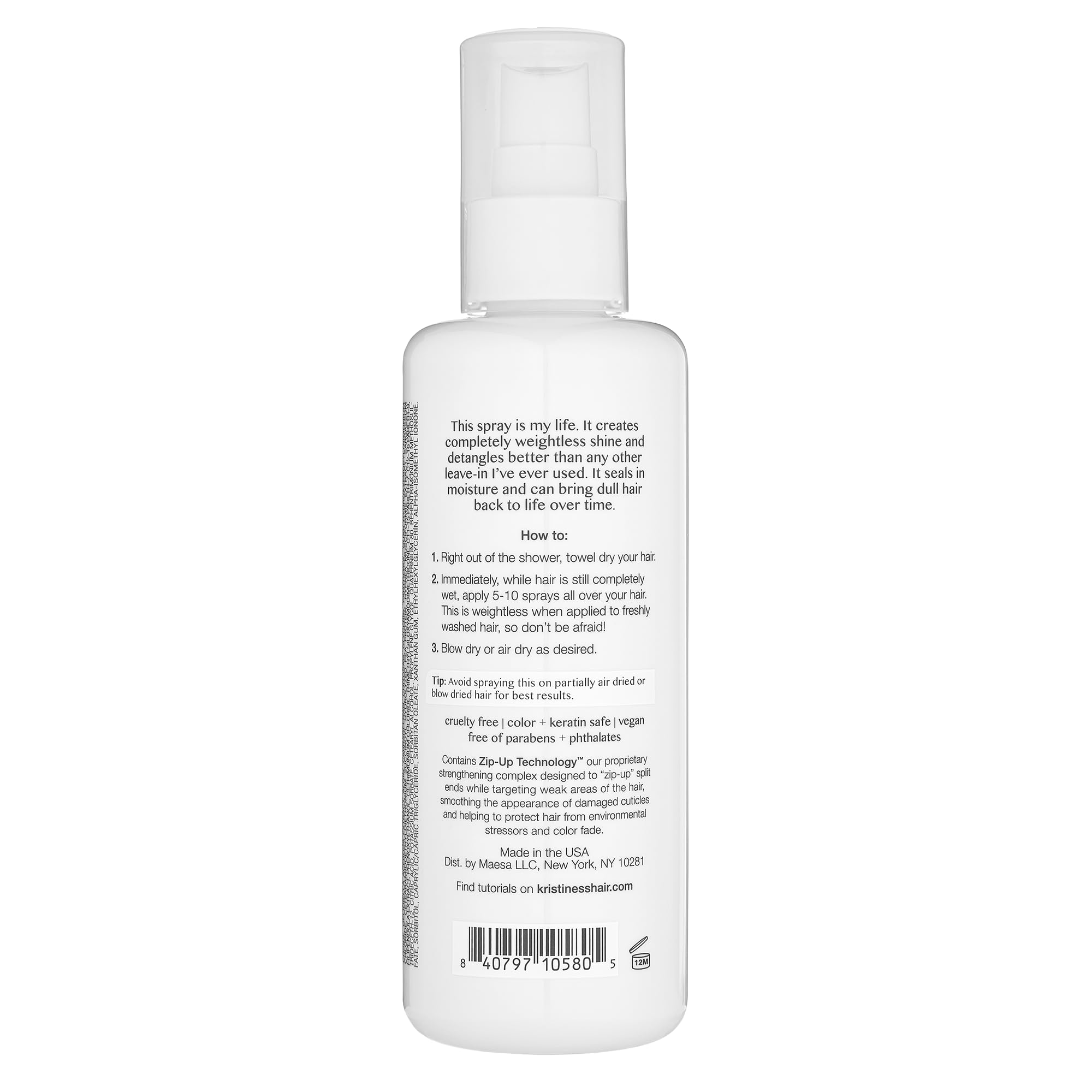 Kristin Ess Hair Instant Lift Thickening Spray for Volume + Fullness on Fine Hair, Shine Renewing, Style Support, Sulfate and Pa