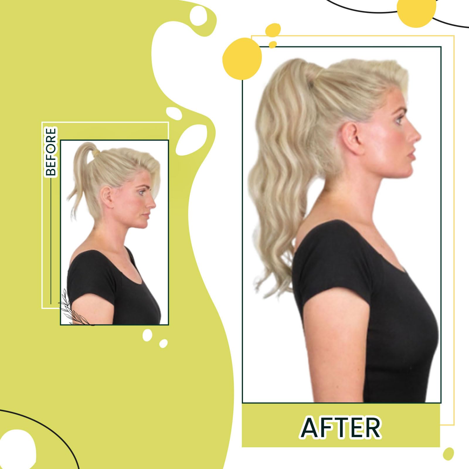 Runature Ash Brown Human Hair Ponytail Extension 14 Inch Straight Ponytail Human Hair Extensions With Clips Highlighted Platinum