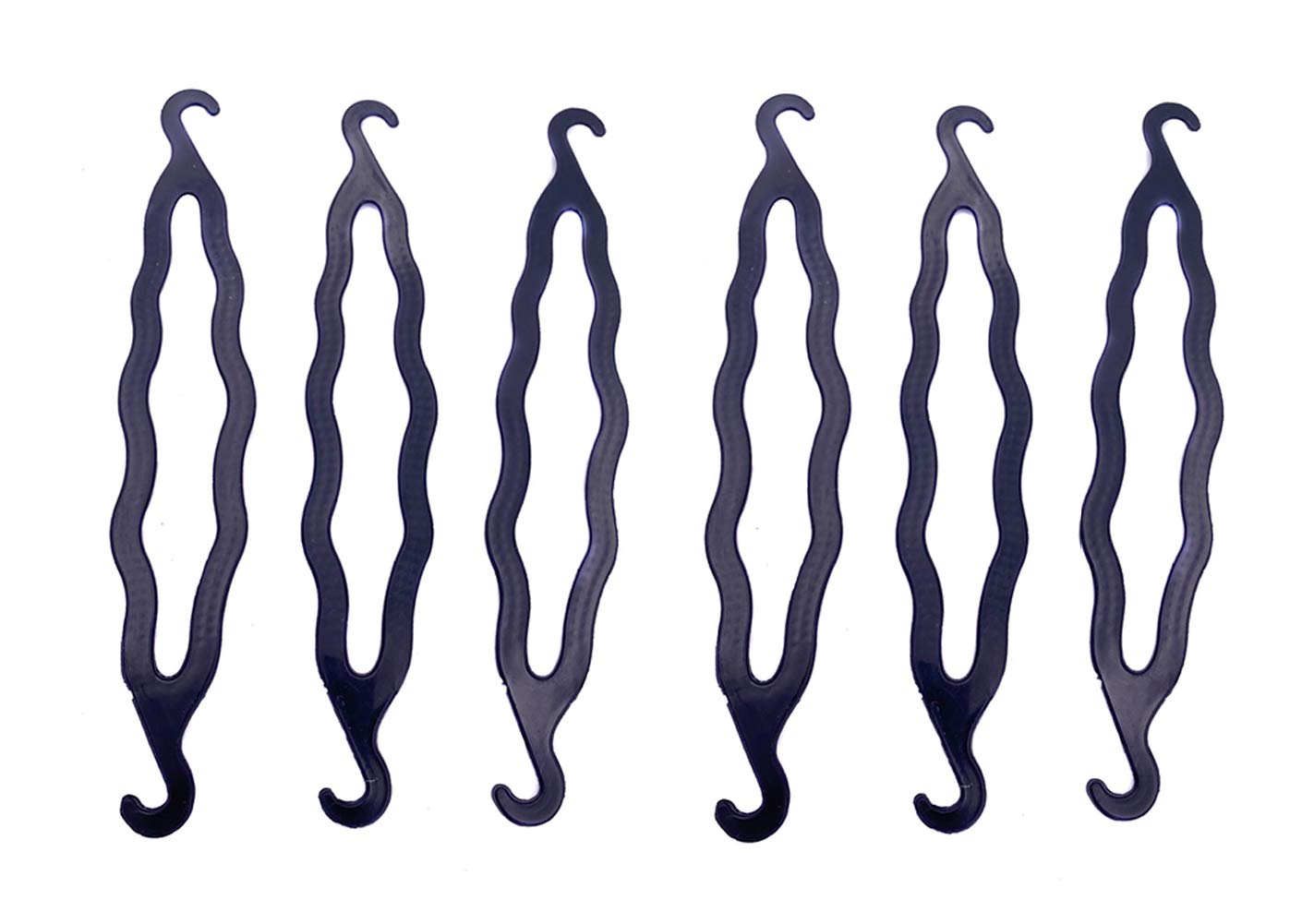 6PCS Black Plastic Bun Maker Curler Double Hook Hair Styling Crooked Hairpins Donut Bun Head Hair Twist Braid Hairdressing Tool 
