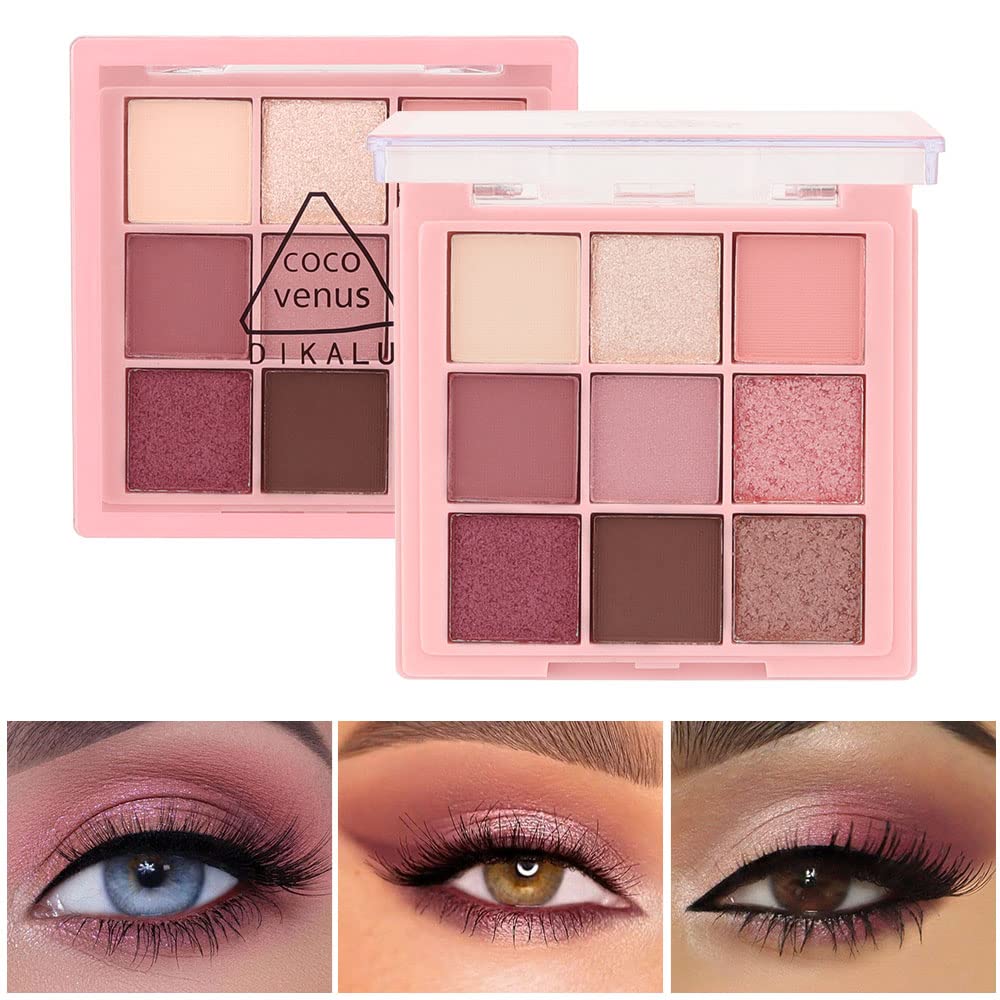 Amy'S Diary Pink Eye Shadow Palettes,9 Colors Pink Rose Shimmer Matte High Pigmented Glitter Pallete Eyeshadow Makeup Colorful L