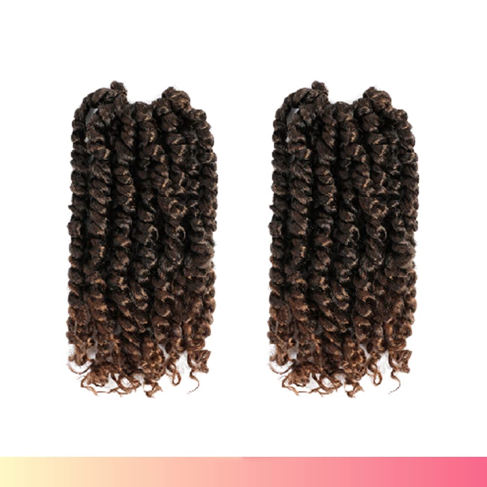 The BOHOBABE Pre-twisted Passion Twist Crochet Hair 10 Inch Short Pre-looped Crochet Passion Twist Braiding Hair 2 Packs (T30)