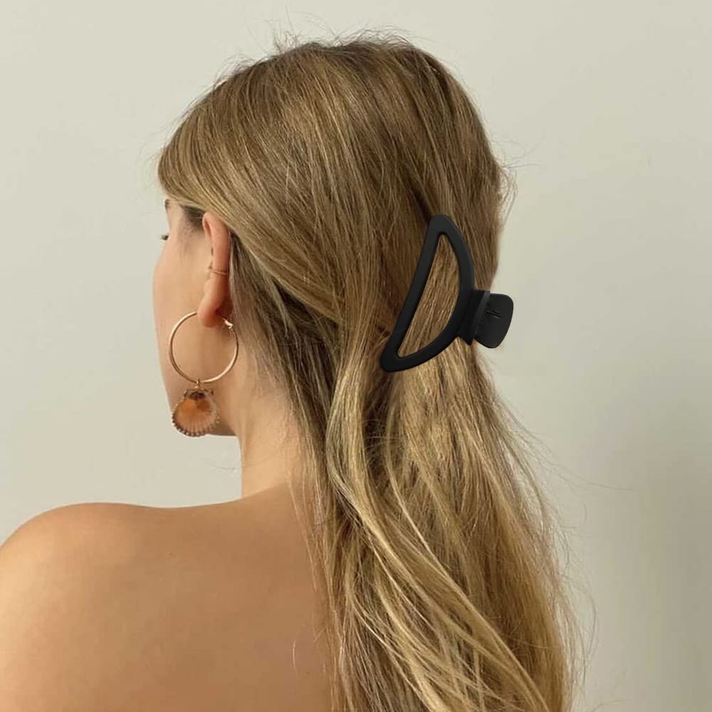 Canitor Hair Clips Set - 4Pcs Black Acrylic Semicircle Claw Clips for Thick & Thin Hair, Women 's Hair Accessories