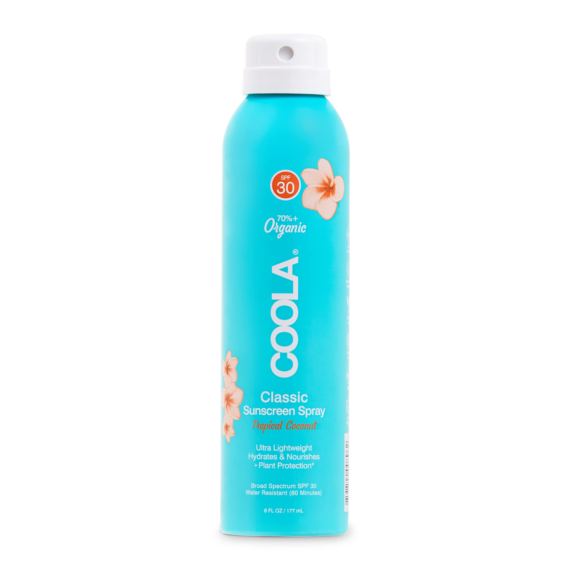 Coola Organic Sunscreen Spf 30 Sunblock Spray, Dermatologist Tested Skin Care For Daily Protection, Vegan And Gluten Free, Tropi