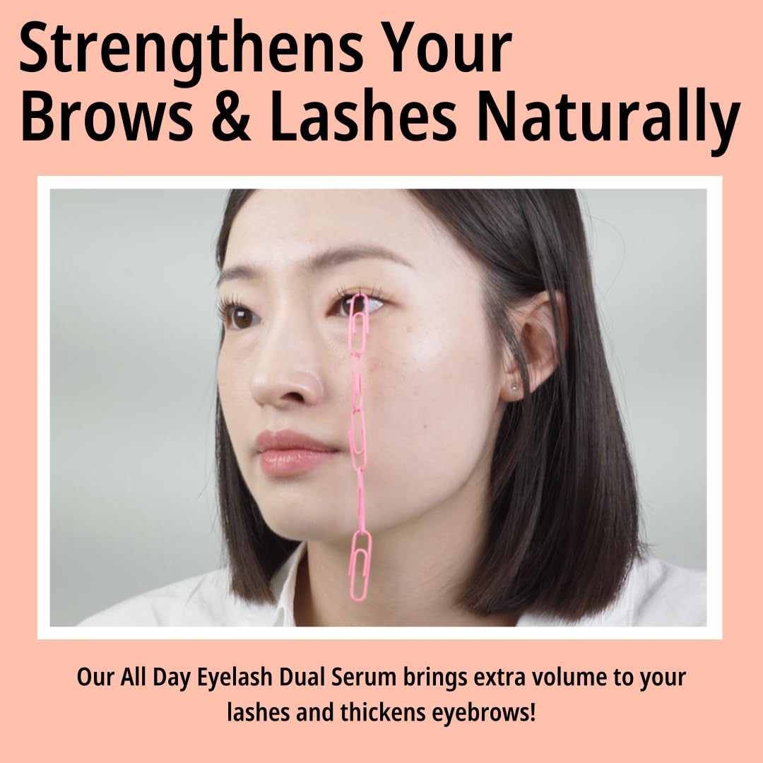 daymellow All Day Eyelash Dual Serum 0.34fl.oz/10ml, 2-in-1, Eyelash Serum, Black Beans, Peptide, Panthenol, Enhancing, to Grow