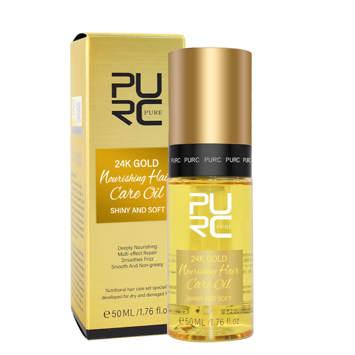 PURC 24K Gold Nourishing Hair Care Oil Smoothing Scalp Treatment Repair Damaged Frizz Professional Hair Care Products Deeply nou