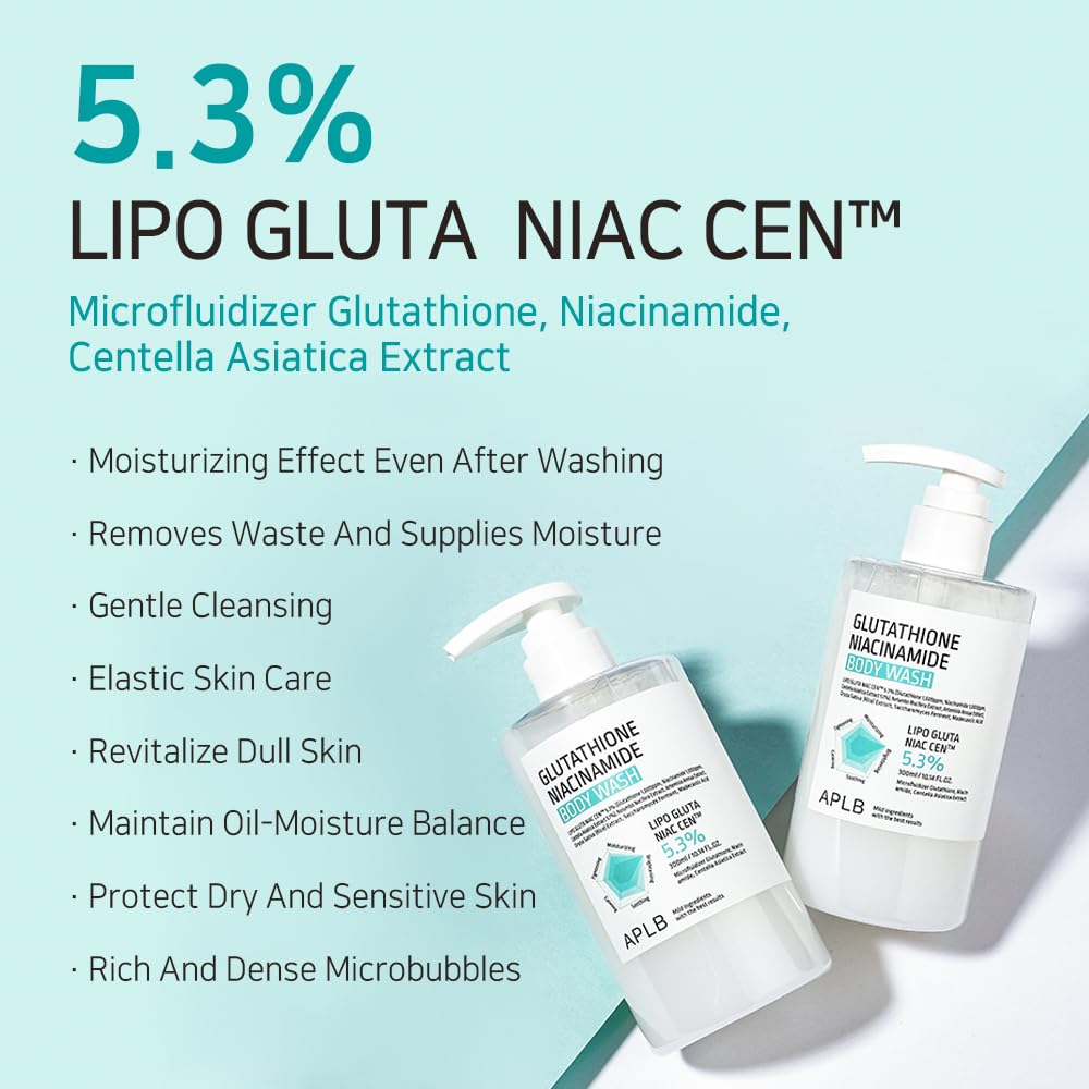 Aplb Glutathione Niacinamide Body Wash | Lipo Gluta Niac Cen 5.3% 10.14 Fl.Oz/Korean Skincare, Gentle Ingredients For The Safety