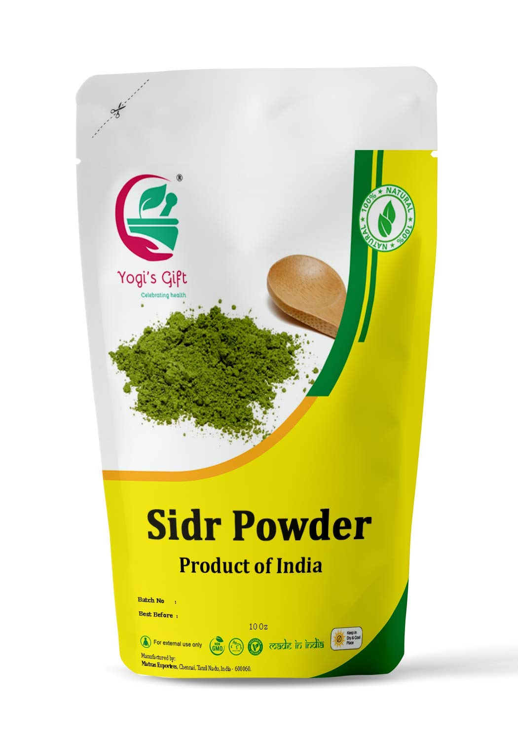Yogi 's Gift Sidr Leaf Powder | Organically Grown Natural Herbal Cleanser & Conditioner | Rejuvenates Hair Follicles (10 Oz)