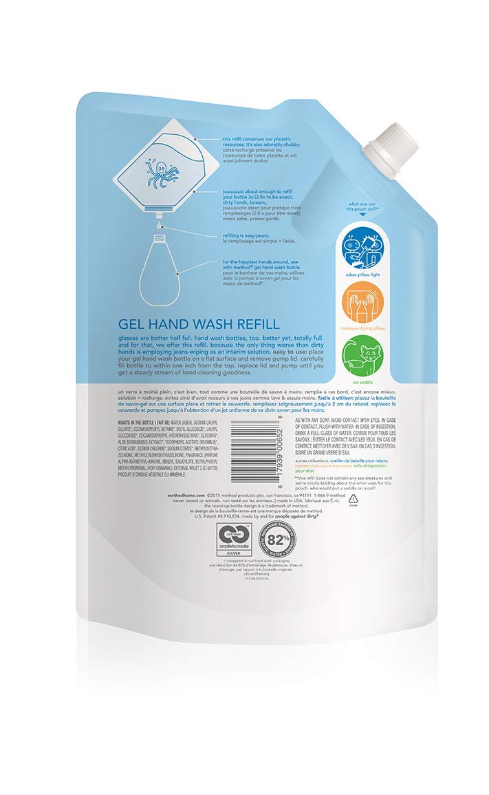 Method Gel Hand Soap Refill, Sweet Water, 34 oz, Clear, Model 00652, 1 Pack