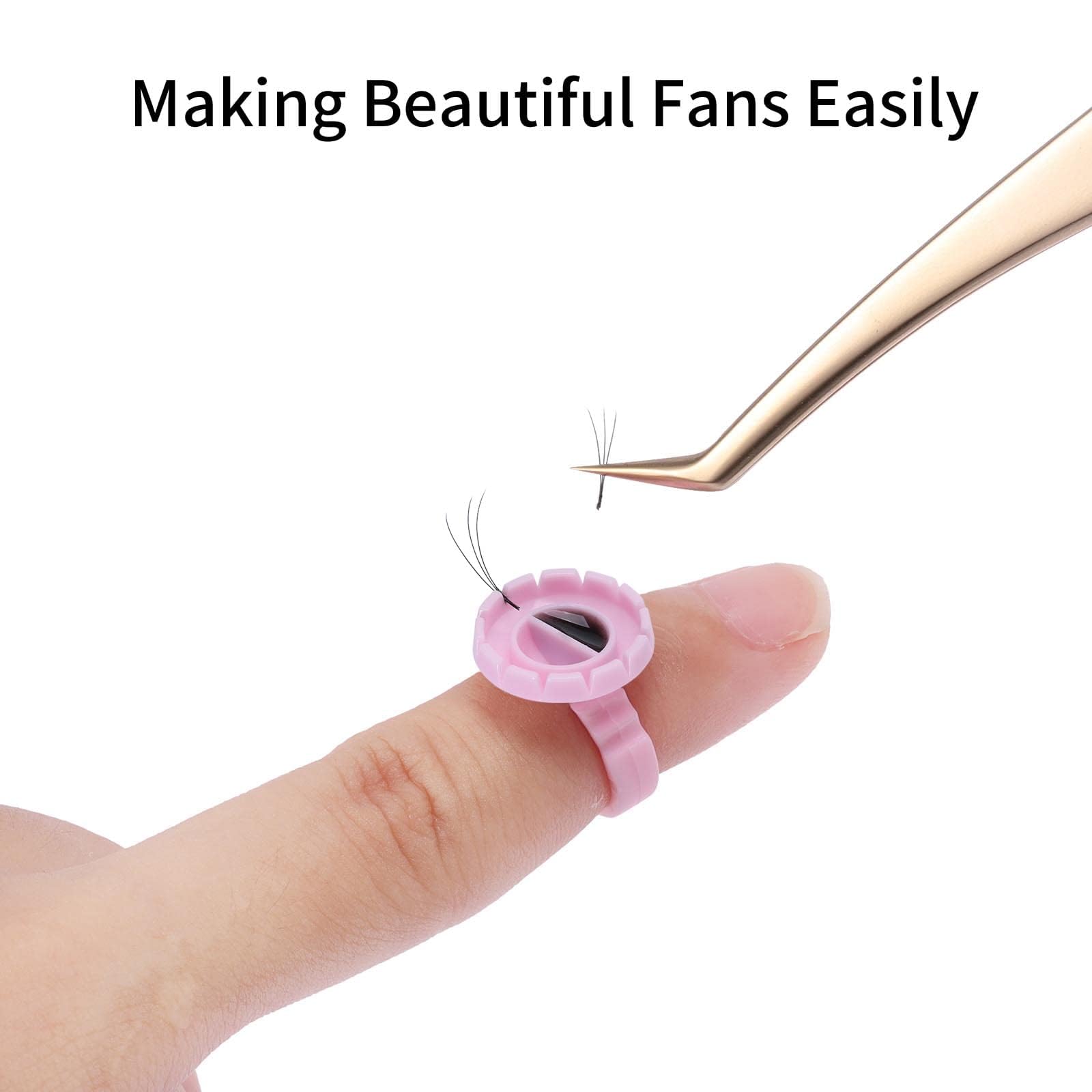 Miuffue Glue Rings For Eyelash Extensions, 150 Pcs Smart Glue Holder Easy Fanning Glue Cups For Volume Lashes, Pink