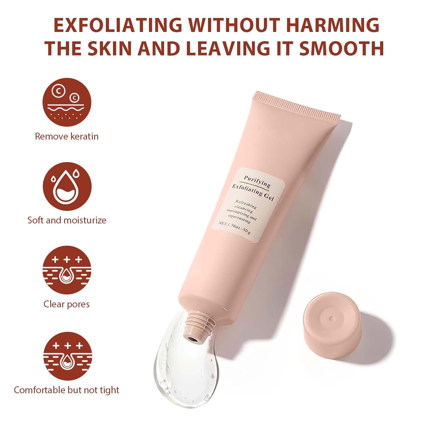 Purifying Exfoliating Gel, Facial Exfoliator Cleanser, Exfoliating Face Scrub, Exfoliating Gel Scrub For Face, Gentle Exfoliatin