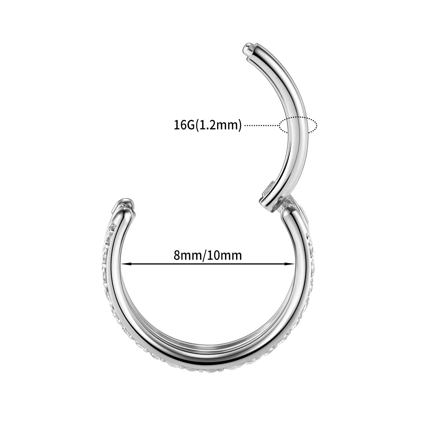 16G Daith Ring Septum Piercing Triple Stacked Cartilage Conch Helix Earring Hoop 316L Surgical Steel Septum Nose Rings 10mm Micr