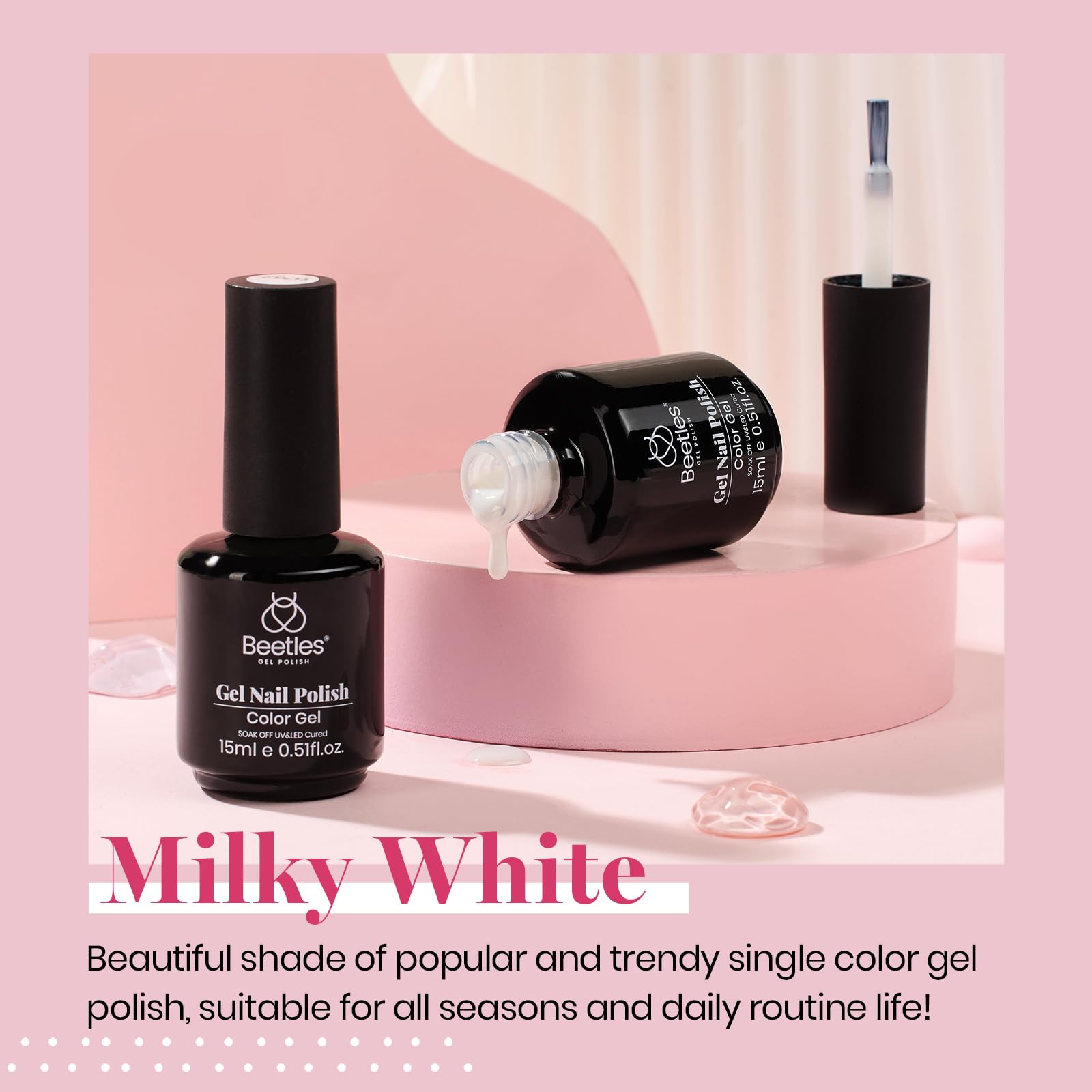 Beetles 2Pcs Milky White Jelly Gel Nail Polish 15Ml Neutral Gel Polish Set Translucent Nail Concealer Soak Off Uv Led Nail Lamp