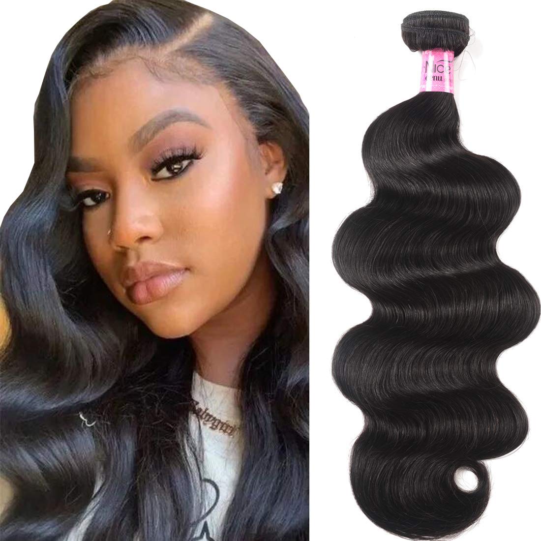 Unice Hair Brazilian Body Wave Human Hair 1 Bundle 18 Inch 100% Unprocessed Virgin Human Hair Weave Extensions Natural Black Col
