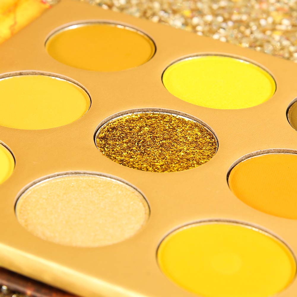Docolor Eyeshadow Palette 9 Colors Yellow Eyeshadow Gemstone Shadow Palette Highly Pigmented Mattes Shimmers Naked Smokey Glitte