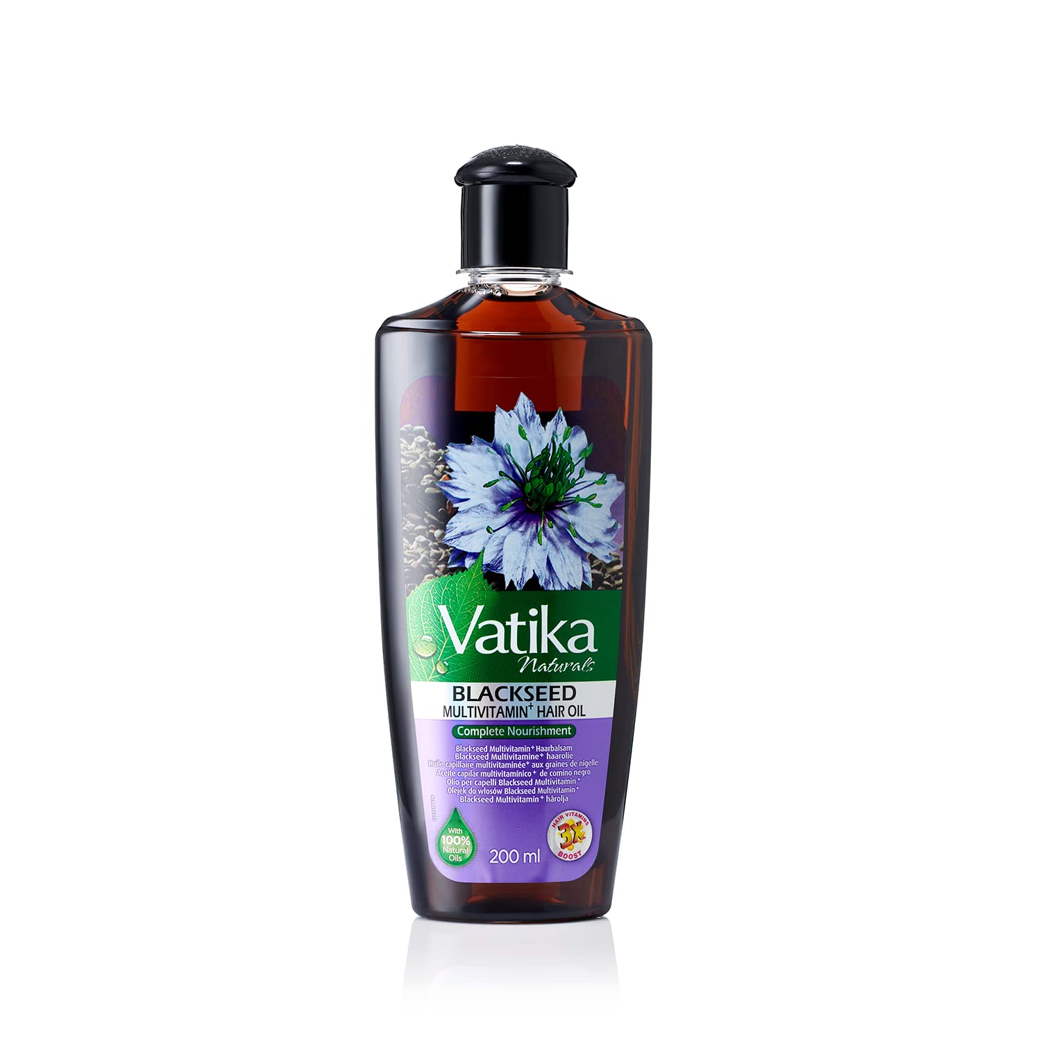 Dabur Vatika Ayurveda Herbal Black Seed Enriched Hair Oil for Complete Hair Care 200 ml / 6.76 fl oz)