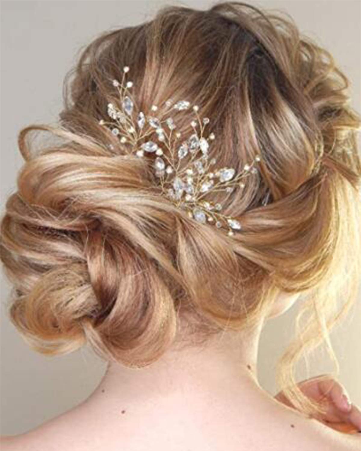Yertter 3 Pcs Wedding Hair Pins Decorative Rhinestones Crystal Vine Bridal Bun Clip Accessories For Brides And Bridesmaids (Gold