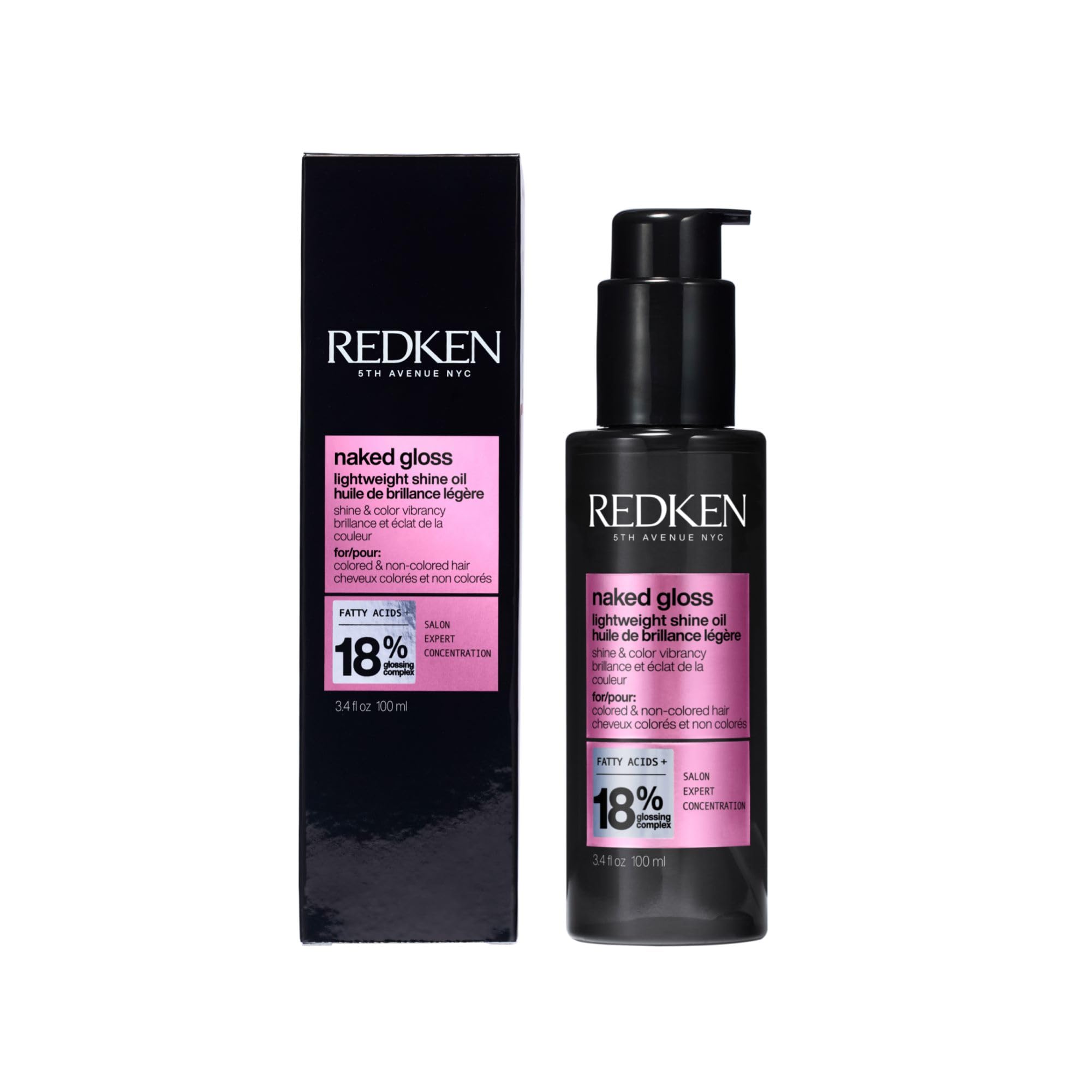 Redken Naked Gloss Shine Oil - Adds Shine, Protects from Heat Damage and Controls Frizz, Infused with Omega-9, Lightweight Formu