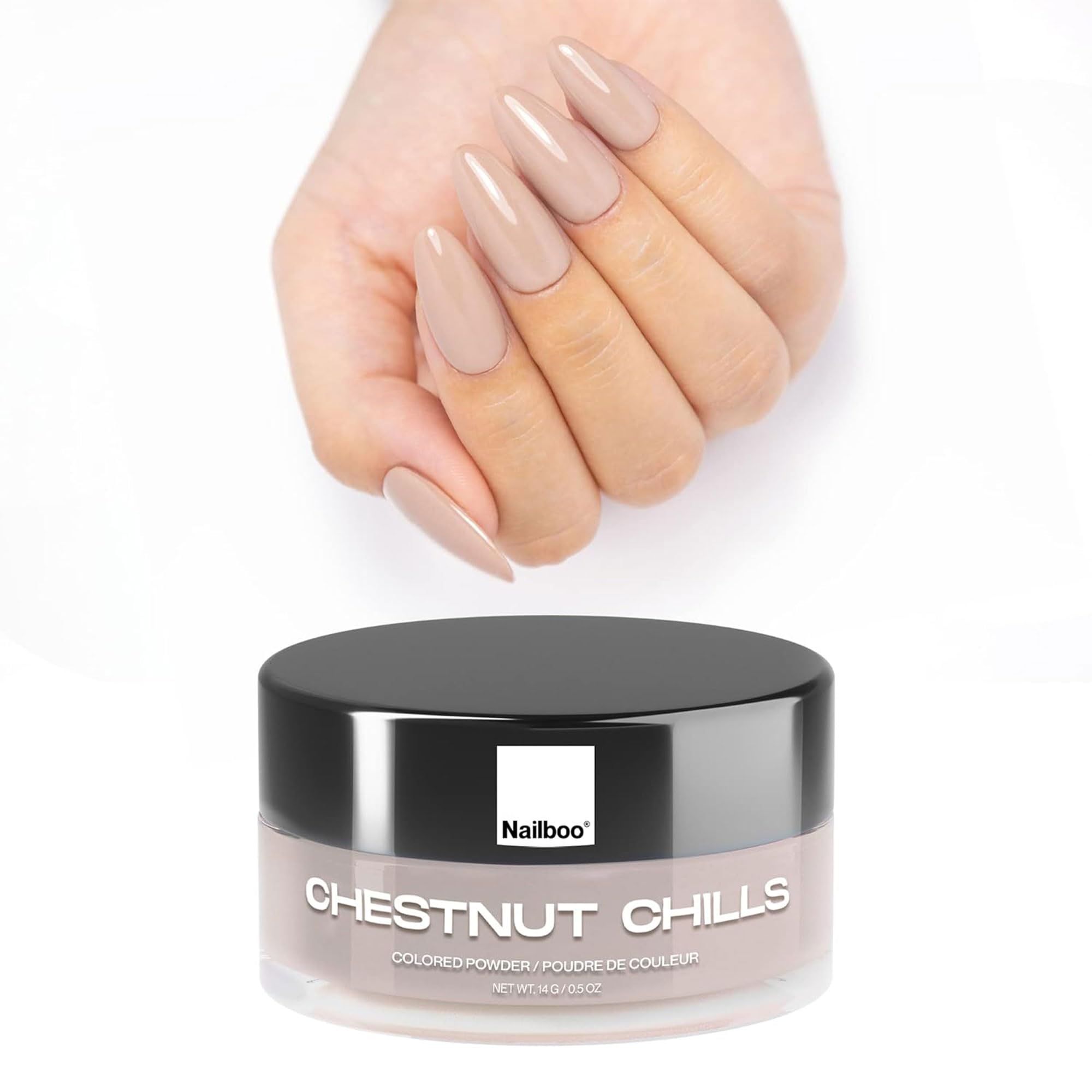 Nailboo Dip Powder for Nails, Chestnut Chills - Beige Nail Dipping Powder, Custom Made with Highly Pigmented Ultra-Fine Formula,