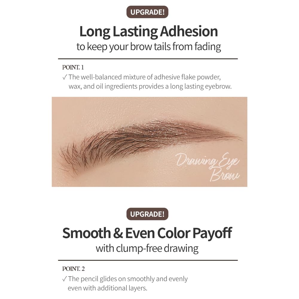 Etude Drawing Eye Brow - Gray Brown | Long-Lasting Eyebrow Pencil For Soft Textured Natural Daily Look Eyebrow, Korean Makeup, K