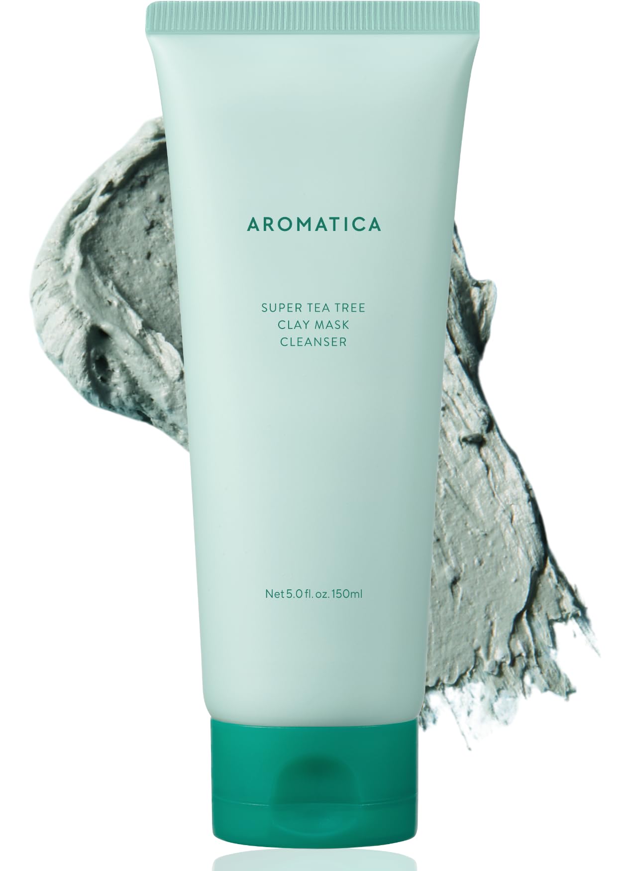 AROMATICA Super Tea Tree Clay Mask Cleanser, Blackhead Remover & Pore Minimizer for Face, Korean Face Wash with Tea Tree Oil, 2 