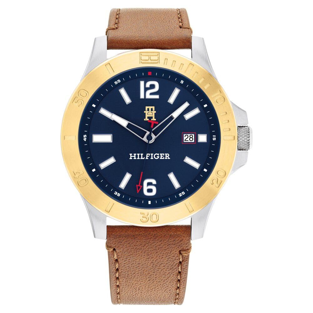 Tommy Hilfiger Blue Dial Brown Colour Leather Strap Analog Watch For MenTh1710529