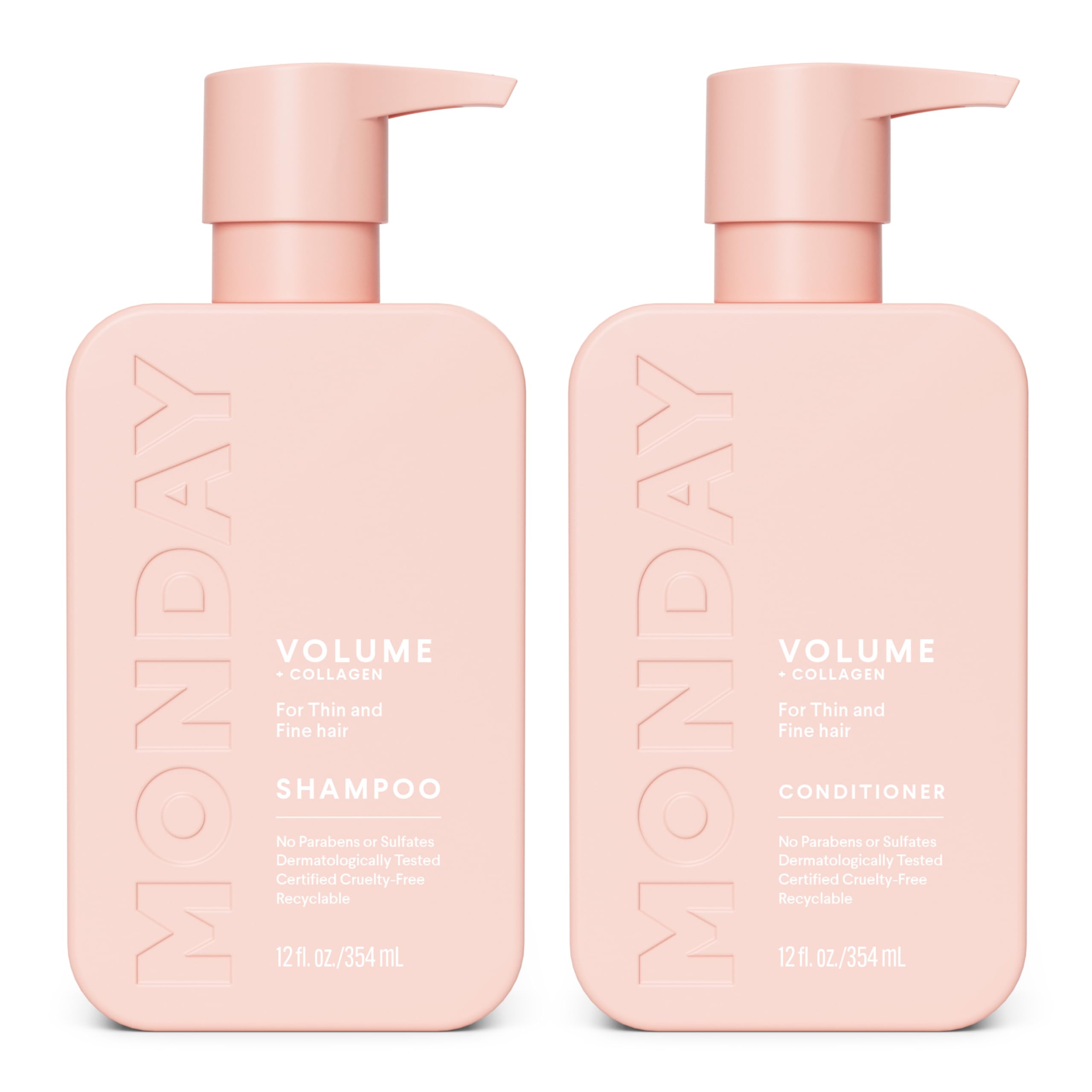 MONDAY HAIRCARE Volume Shampoo + Conditioner Set (2 Count) 12 oz. For Thin, Fine, and Oily Hair Made with Coconut Oil, Ginger Ex