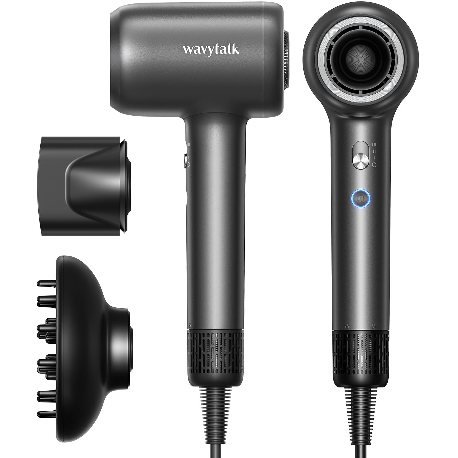 Hair Dryer, Wavytalk Hair Dryer with Diffuser Pro Fast Drying Hair Dryer 110,000 RPM with 2 Attachments, Professional Ionic Ligh