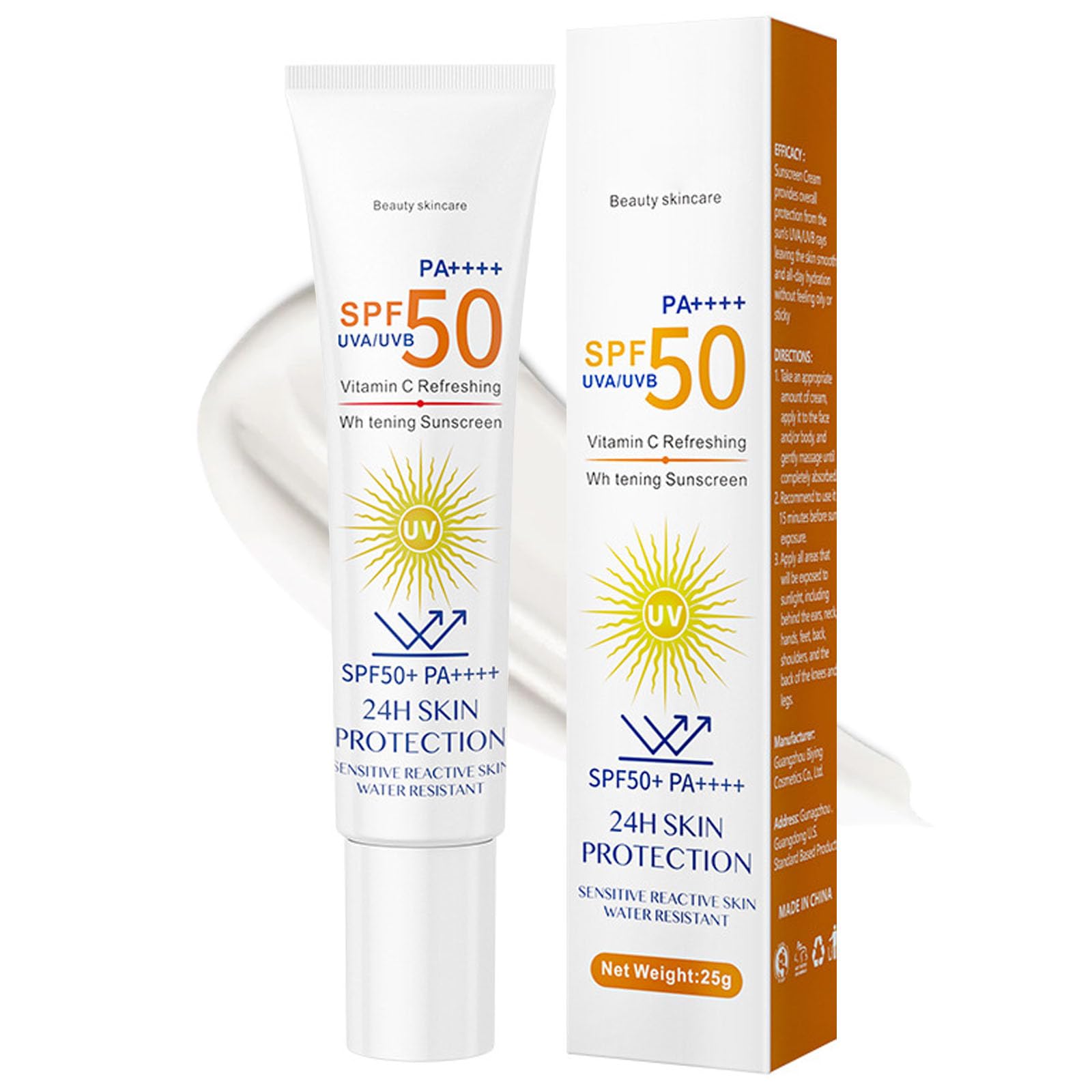 INSEEK Travel Size Sunscreen SPF 50 for Face and Body, Broad Spectrum UVA/UVB Protection, Vitamin C Moisturizing Sunscreen, Ligh