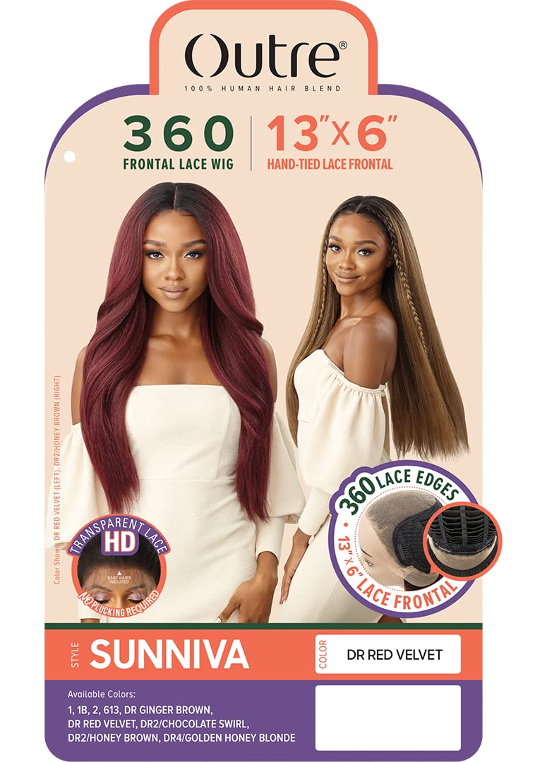 Outre 360 Frontal Lace Wig 13x6 Hand Tied Lace Frontal SUNNIVA (DR2/HONEY BROWN)