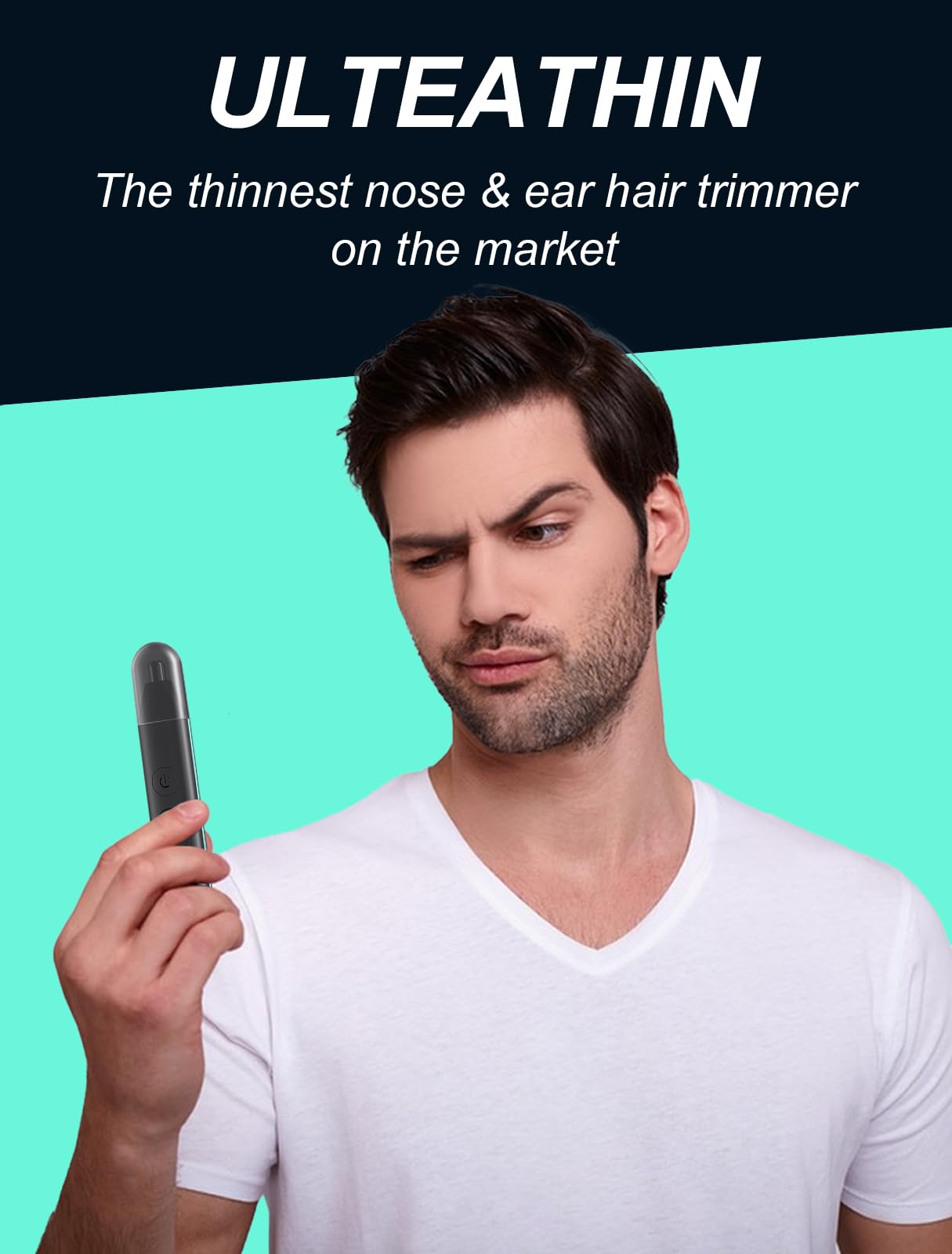 Drulana Nose Hair Trimmer - IPX7 Waterproof, USB Rechargeable, Dual Edge Blades, Black, Model INCH098