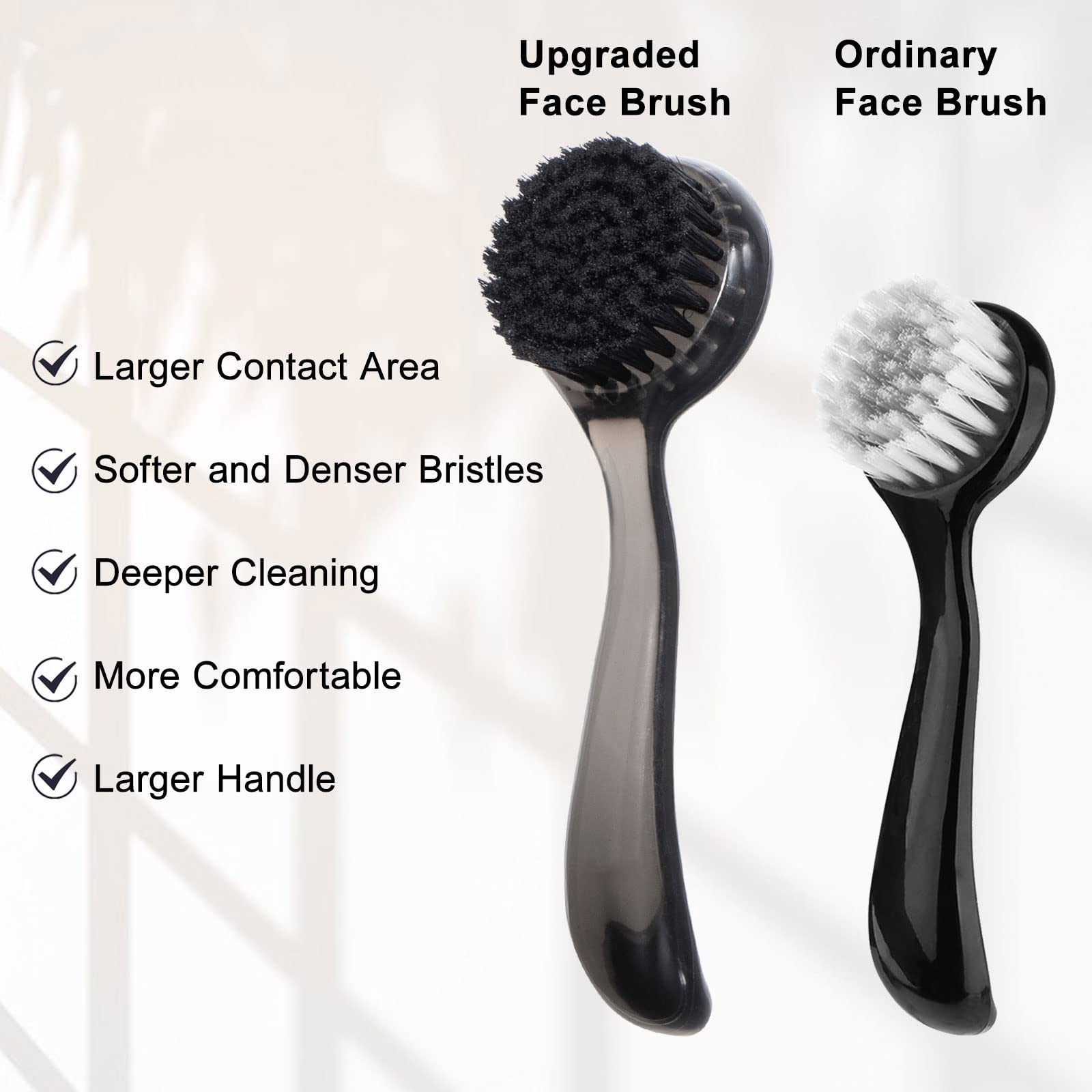 Beomeen 4 Pcs Handheld Face Scrubber, Facial Cleansing Brush Charcoal Black Bristles Face Exfoliator Soft Brush With Lid For Gen