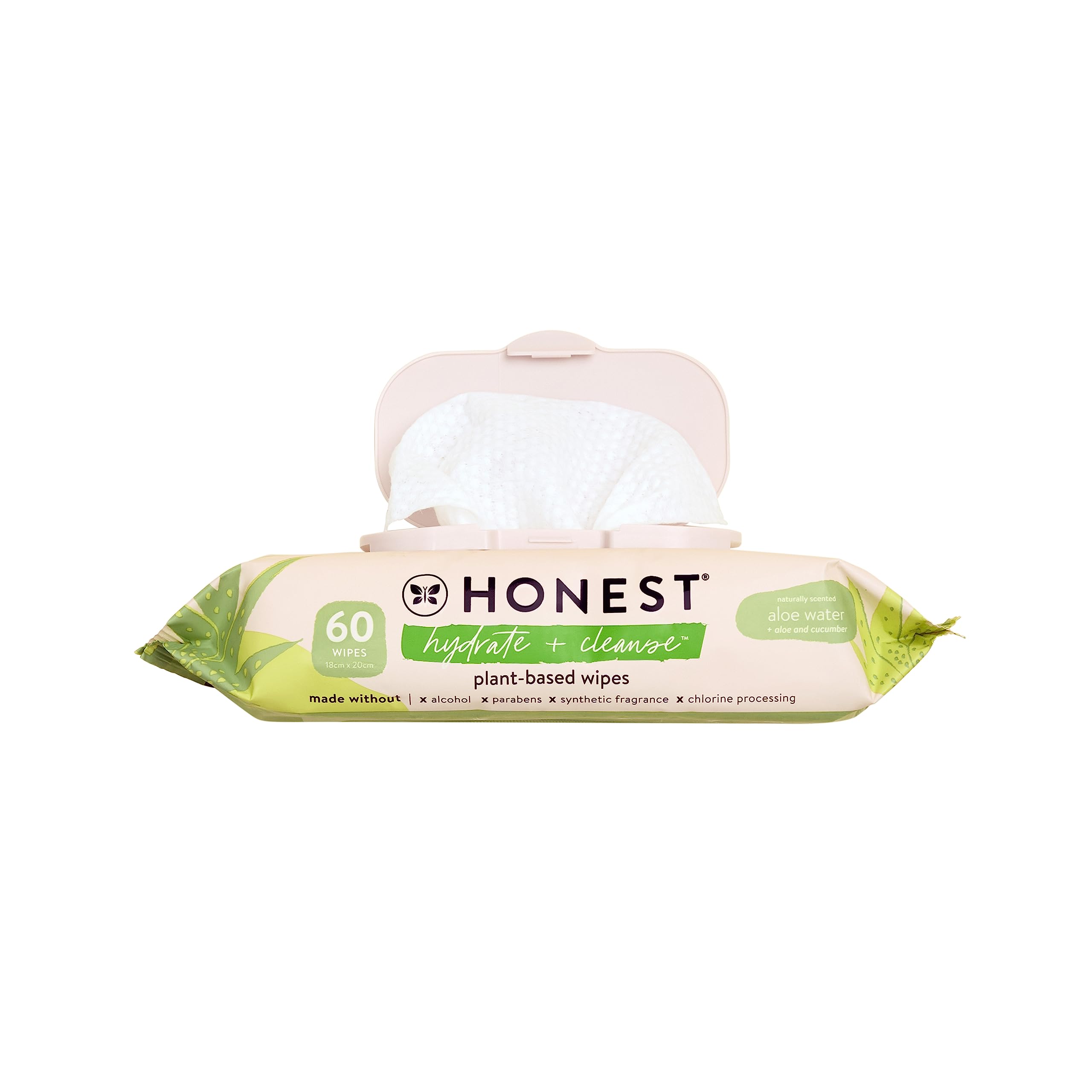 The Honest Company Hydrate + Cleanse Benefit Wipes  Cleansing Multi-Tasking Wipes  99% Water, Plant-Based, Hypoallergenic  Aloe