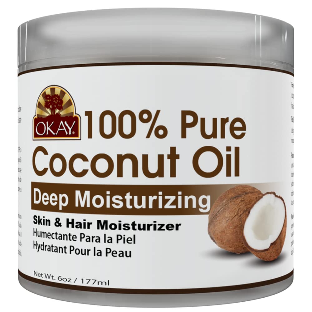 Okay 100% Coconut Oil For Hair And Skin In Jar 6Oz / 177Ml