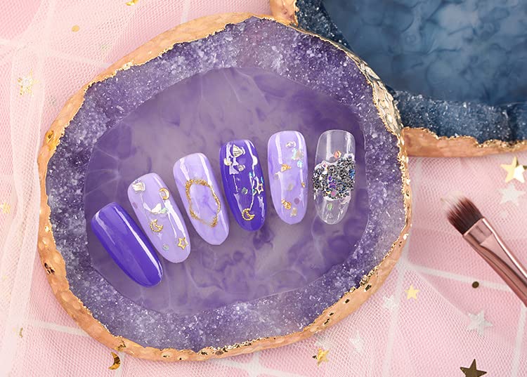 AKOAK 1 Pack Phnom Penh Resin Crystal Agate Palette Nail Art Gel Nail Polish Palette Nail Piece Display Tool,Purple