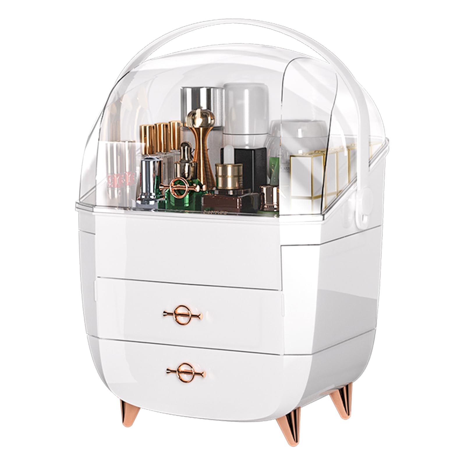 Ancaixin Makeup Organizer For Vanity, Portable Skincare Organizers With Lid And Drawers, Make Up Storage & Cosmetic Display Case