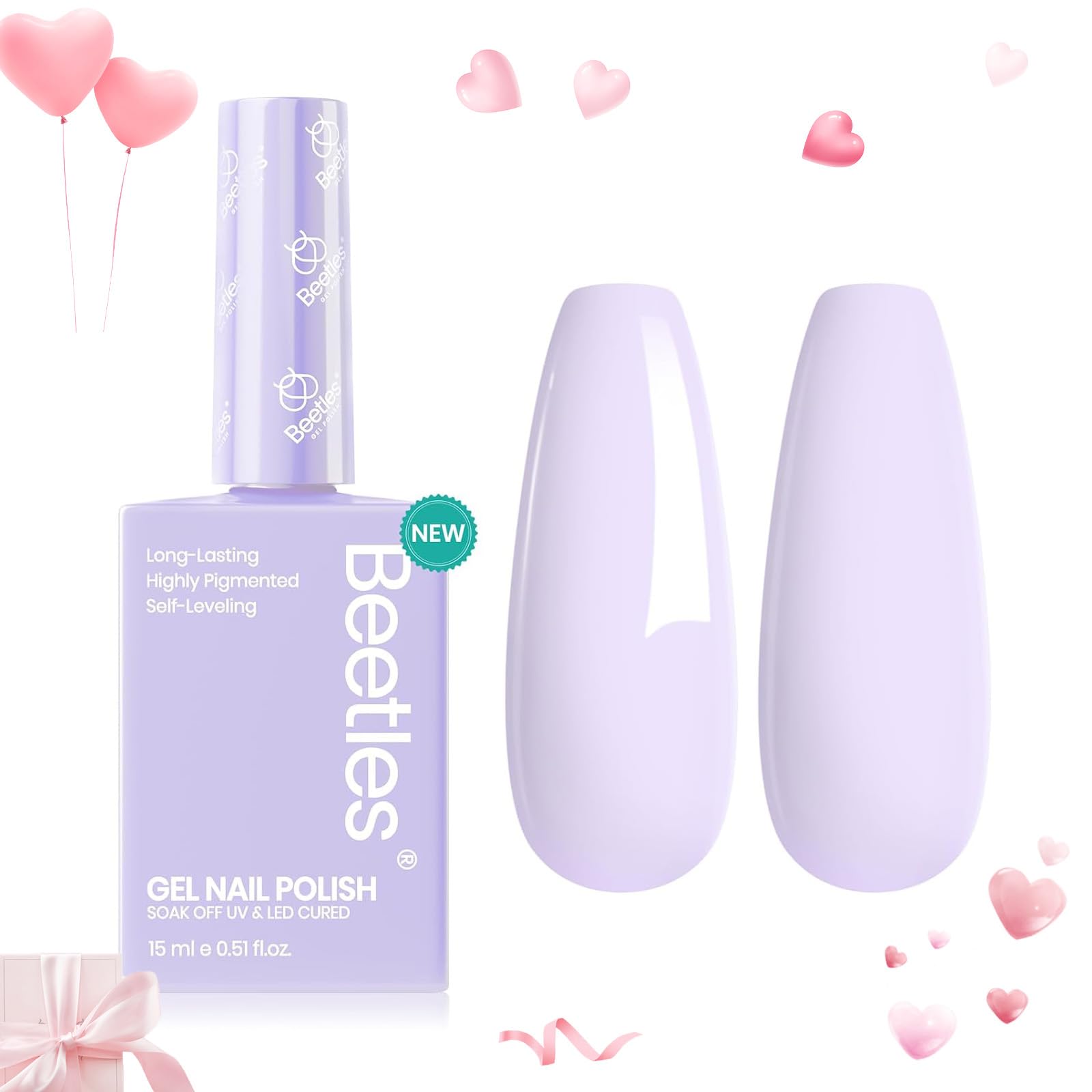 Beetles Purple Gel Nail Polish, Lavender Spring Gel Nail Polish 1Pcs 15ml High Gloss Soak Off Gel Polish Nail Art Manicure Salon