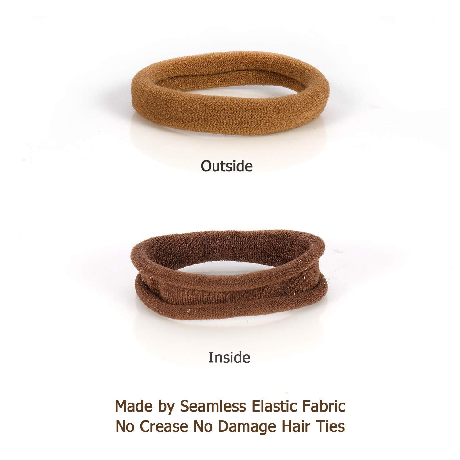 Hoyols Soft Thick Seamless Cotton Hair Ties, Ponytail Scrunchies Head Bands No Damage Crease For Women Girls Kids Ponytail Holde