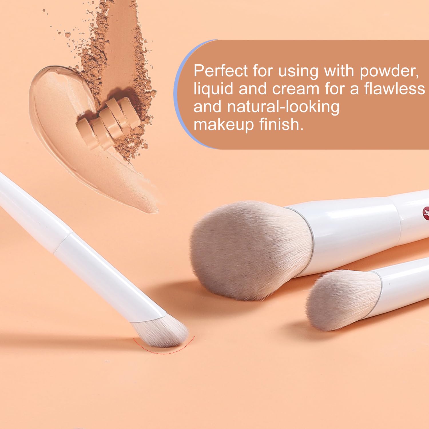 Kingmas Angled Mini Concealer Brush, Kabuki Makeup Brush Under Eye Contour Brush For Liquid, Blending, Cream, Powder, Blush Buff