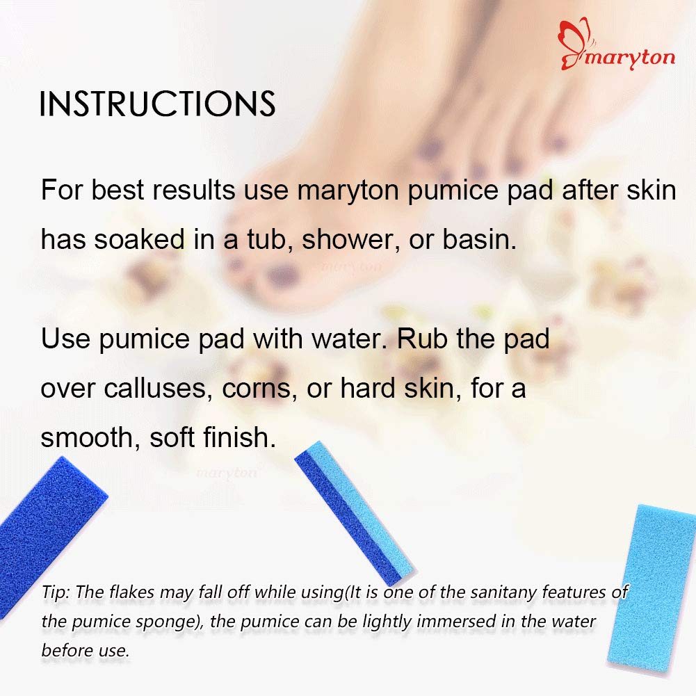 MARYTON Foot Pumice Stone for Hard Skin Removal, Blue, 4 Count, Model MAS4PU