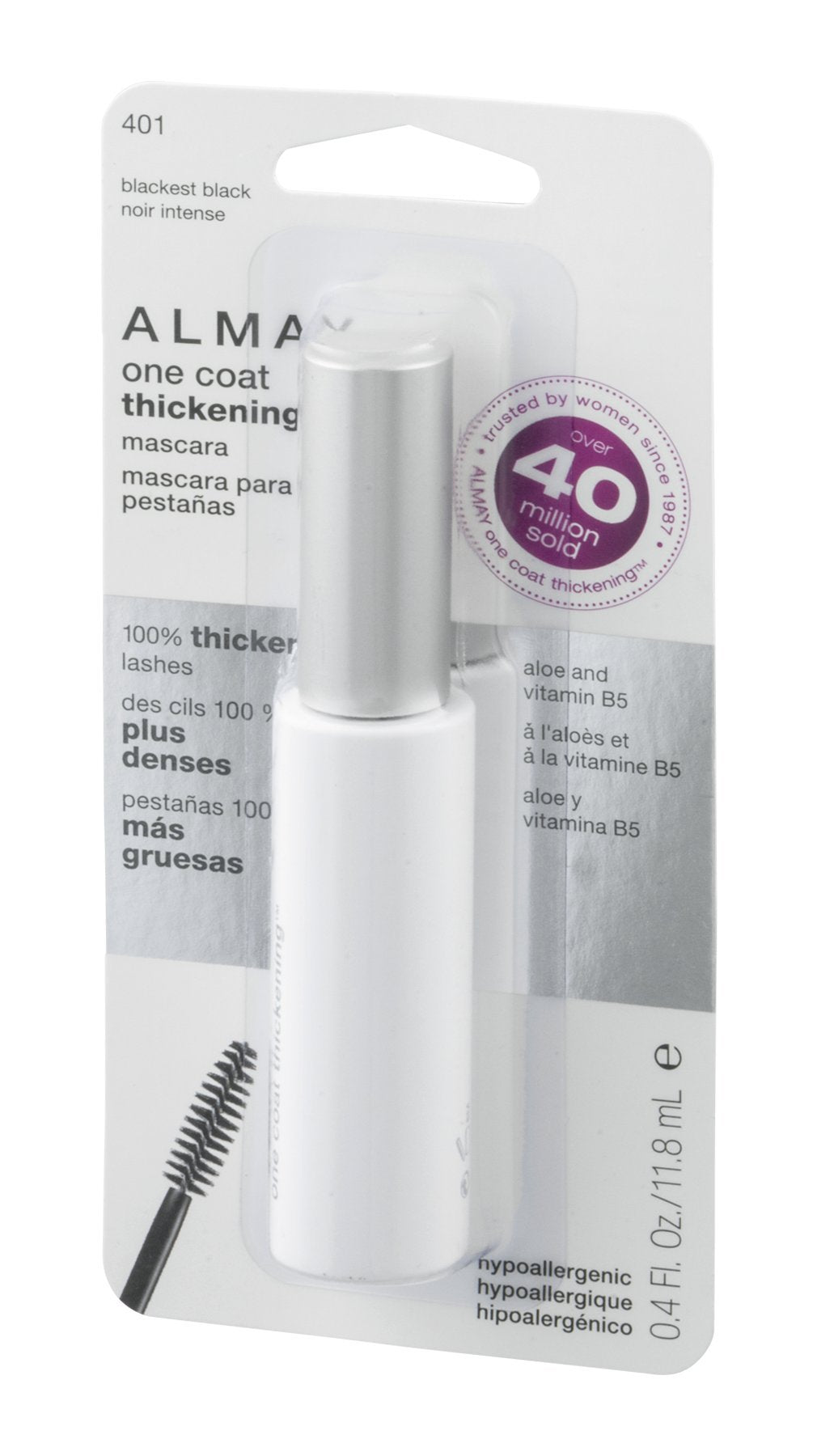 Almay One Coat Thickening Mascara, Blackest Black [401], 0.26 oz